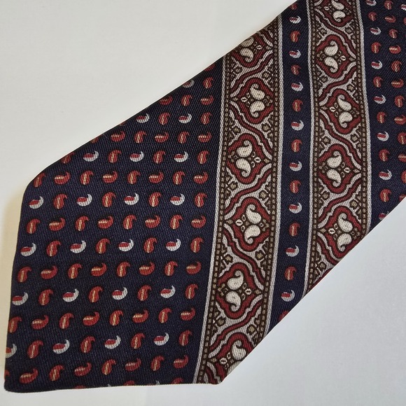 Yves Saint Laurent Other - VTG YSL Yves Saint Laurent Grodins California Silk Men Neck Tie Red Navy Paisley